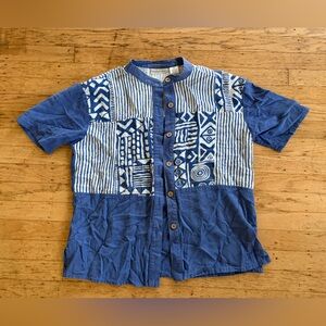 Chambray 80’s 90’s pattern shirt Draper’s & Damon’s boho vintage beachy vibe